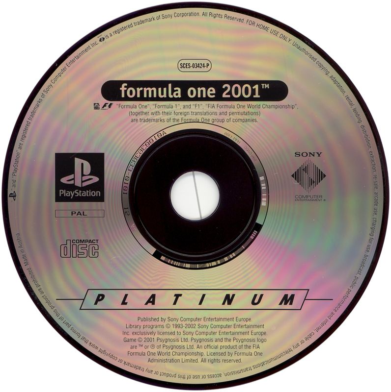 Media for Formula One 2001 (PlayStation) (Platinum release)