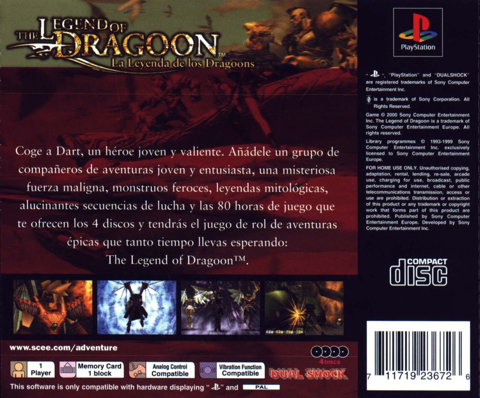 Back Cover for The Legend of Dragoon (PlayStation)
