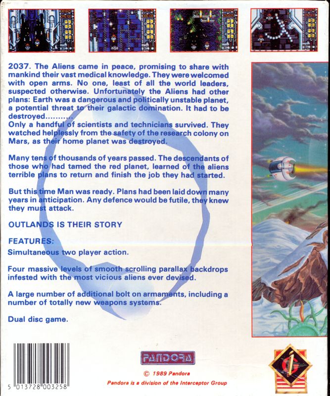 Back Cover for Outlands (Atari ST)