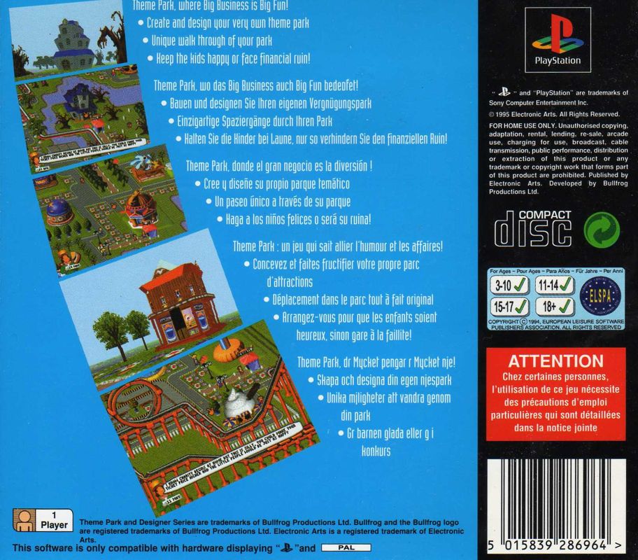 Back Cover for Theme Park (PlayStation)