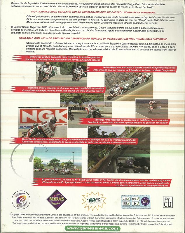 Back Cover for Castrol Honda Superbike 2000 (Windows)