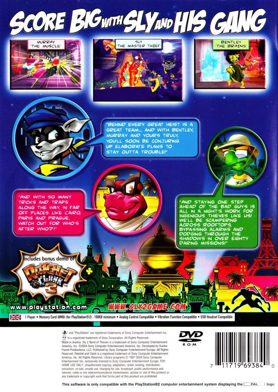 Back Cover for Sly 2: Band of Thieves (PlayStation 2) (Deviating EAN code)