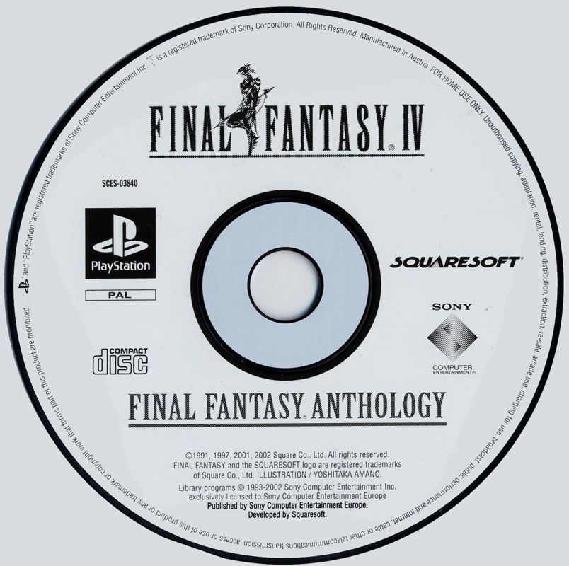 Media for Final Fantasy: Anthology - European Edition (PlayStation): Final Fantasy IV