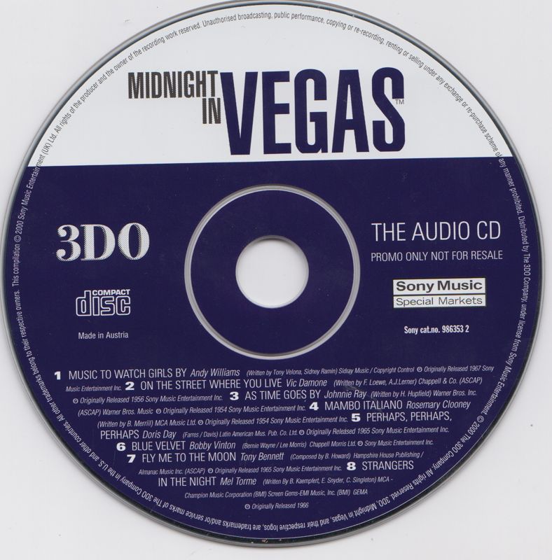 Media for Vegas Games 2000 (PlayStation): Bonus Audio CD