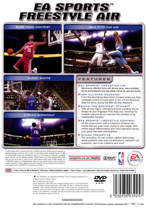 Back Cover for NBA Live 2005 (PlayStation 2)