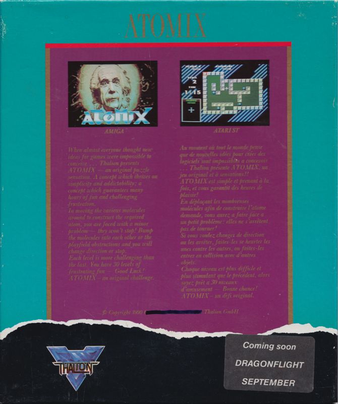 Back Cover for Atomix (DOS) (5.25" Disk release)