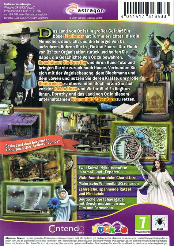 Back Cover for Fiction Fixers: The Curse of Oz (Windows)