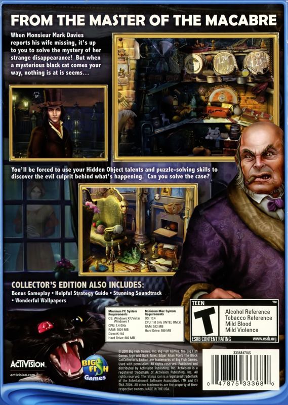 Back Cover for Dark Tales: Edgar Allan Poe's The Black Cat (Collector's Edition) (Windows)
