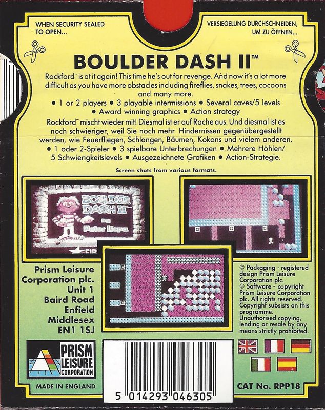 Back Cover for Boulder Dash II: Rockford's Revenge (PC Booter) (The 16 Bit Pocket Power collection release)
