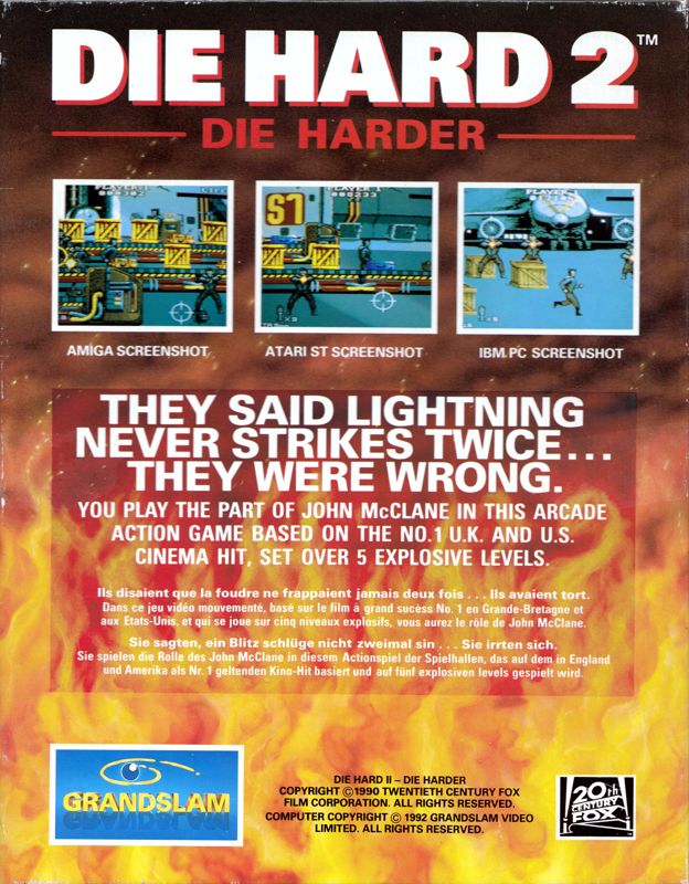 Back Cover for Die Hard 2: Die Harder (Atari ST)