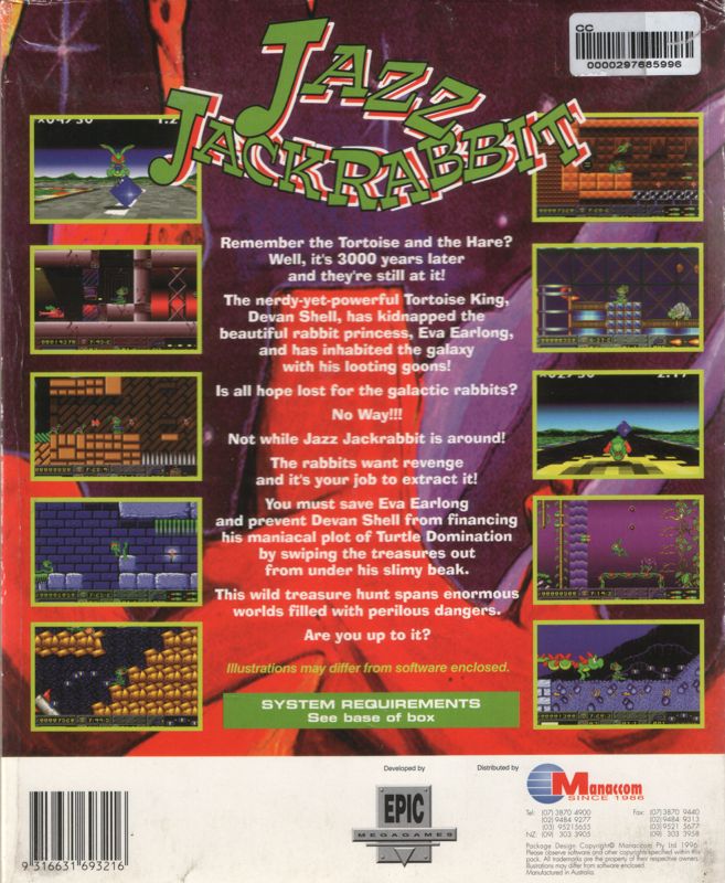 Back Cover for Jazz Jackrabbit CD-ROM (DOS)