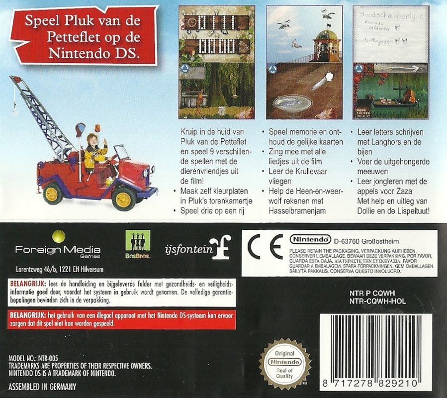 Back Cover for Pluk van de Petteflet (Nintendo DS)