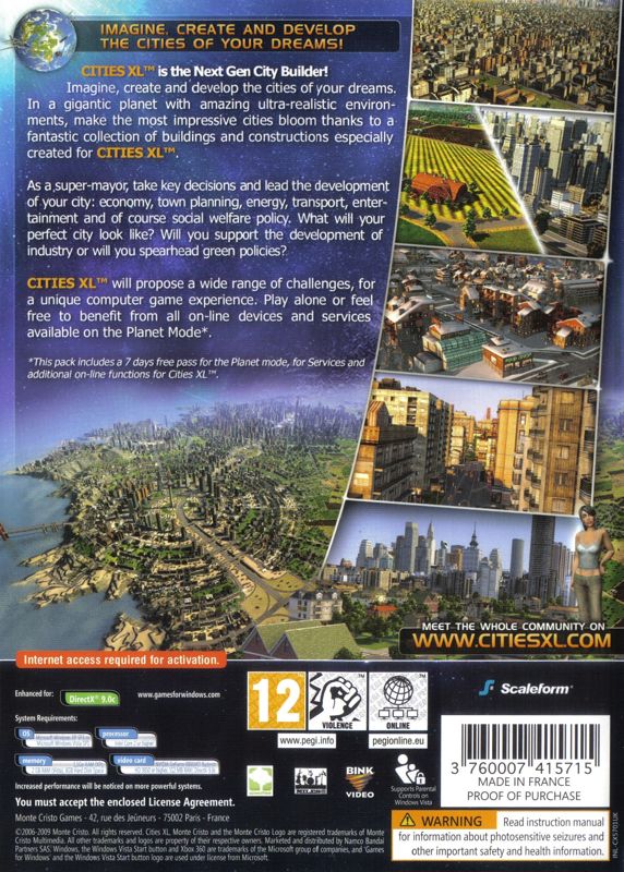 Back Cover for Cities XL (Windows)