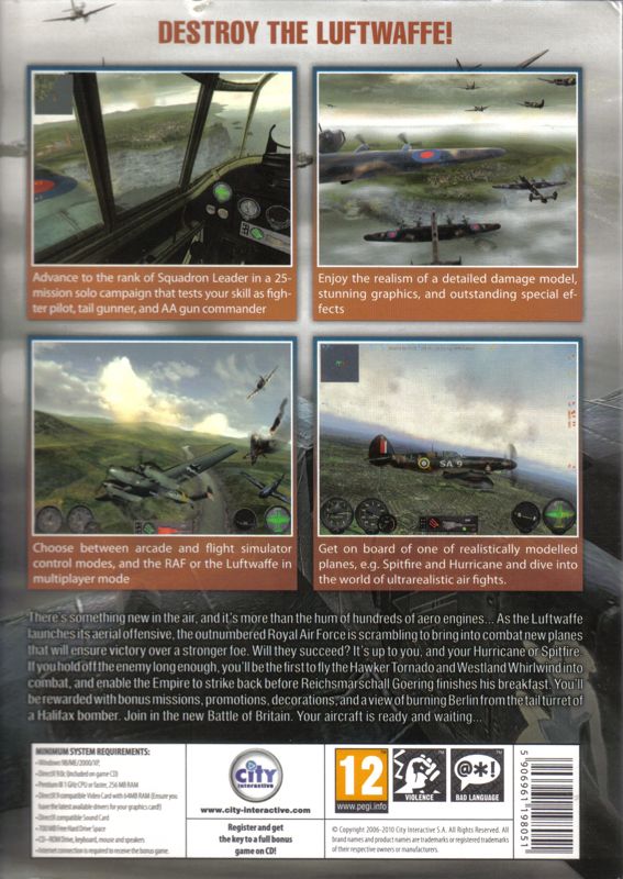 Back Cover for Combat Wings: Battle of Britain (Windows)