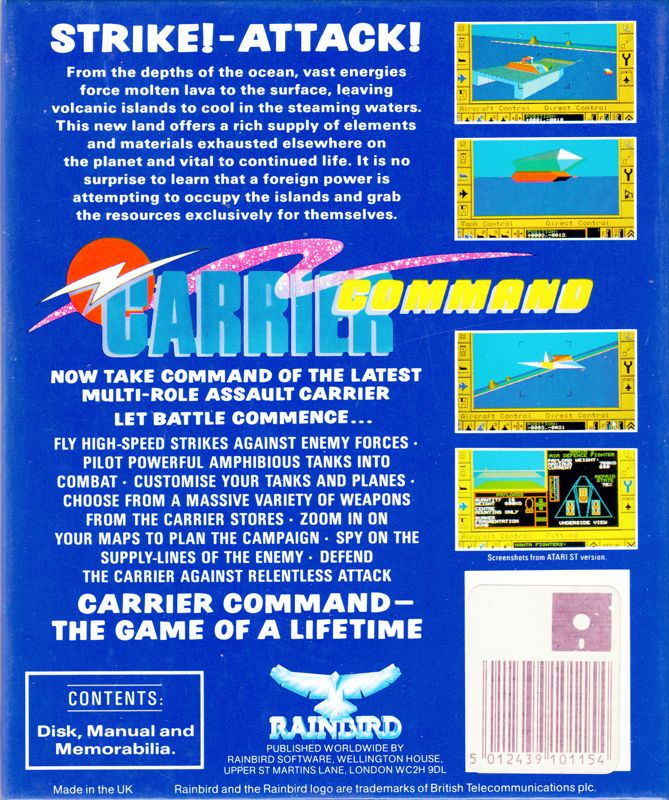 Back Cover for Carrier Command (Atari ST)