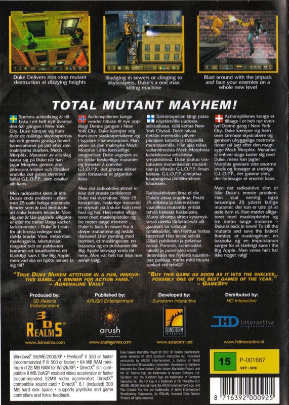 Back Cover for Duke Nukem: Manhattan Project (Windows)