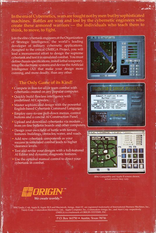 Back Cover for Omega (Atari ST)