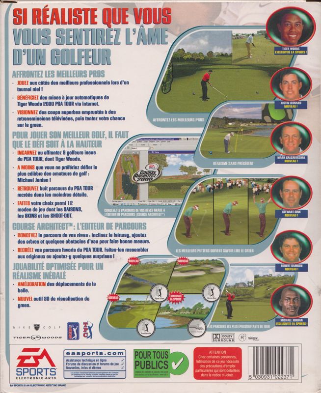 Back Cover for Tiger Woods PGA Tour 2000 (Windows)