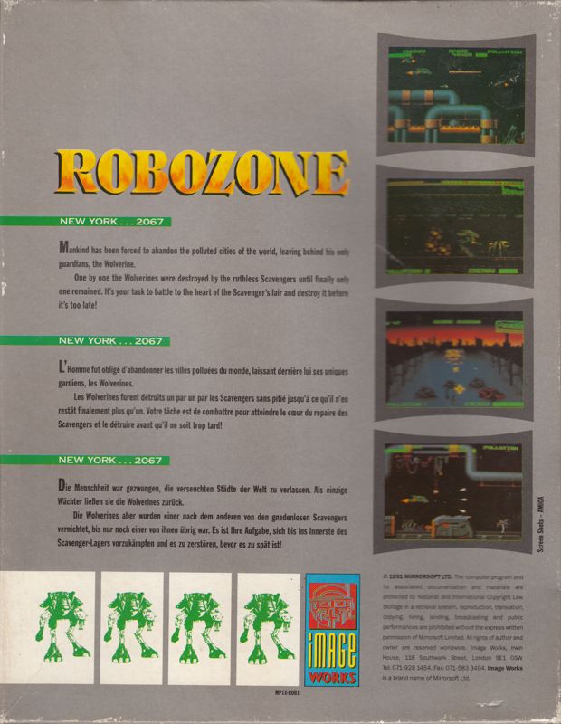 Back Cover for Robozone (Atari ST)