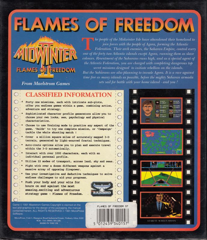 Back Cover for Flames of Freedom (Atari ST)
