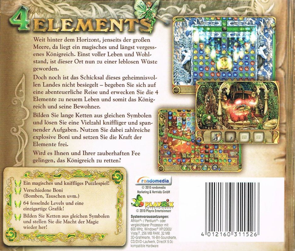 Back Cover for 4 Elements (Windows) (Pyramide release)