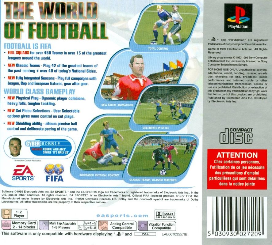 Back Cover for FIFA 2000: Major League Soccer (PlayStation) (Platinum re-release)