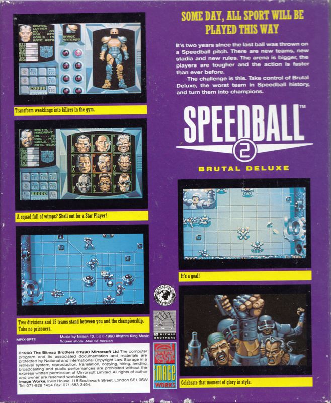 Back Cover for Speedball 2: Brutal Deluxe (Amiga)