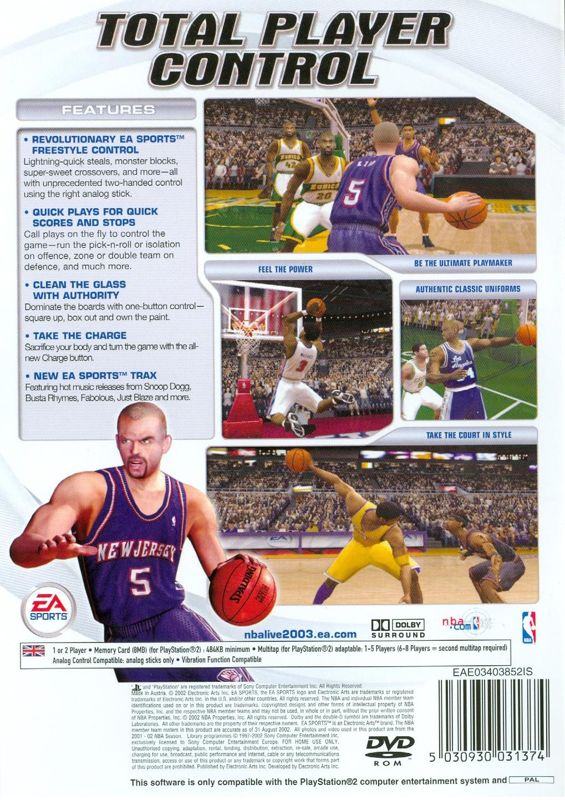Back Cover for NBA Live 2003 (PlayStation 2)