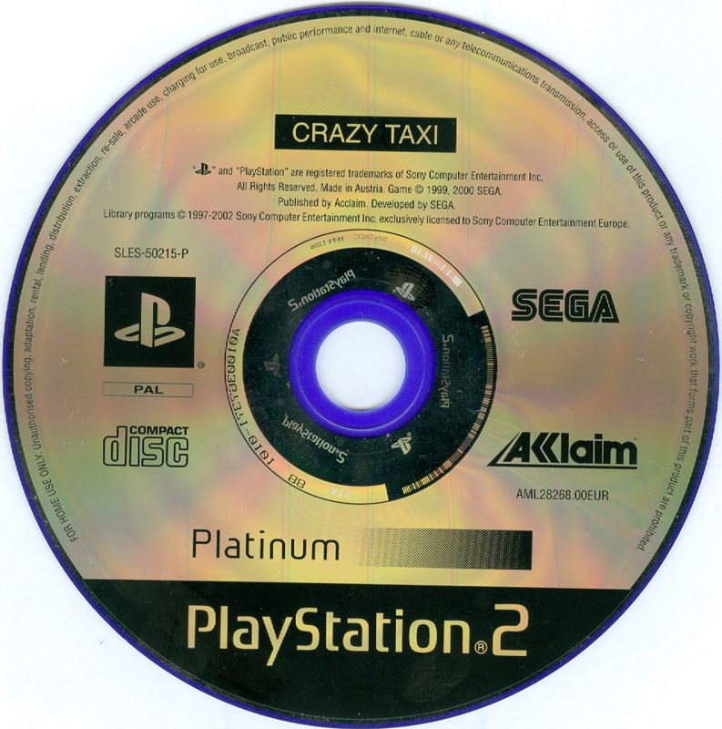 Media for Crazy Taxi (PlayStation 2) (Platinum release)