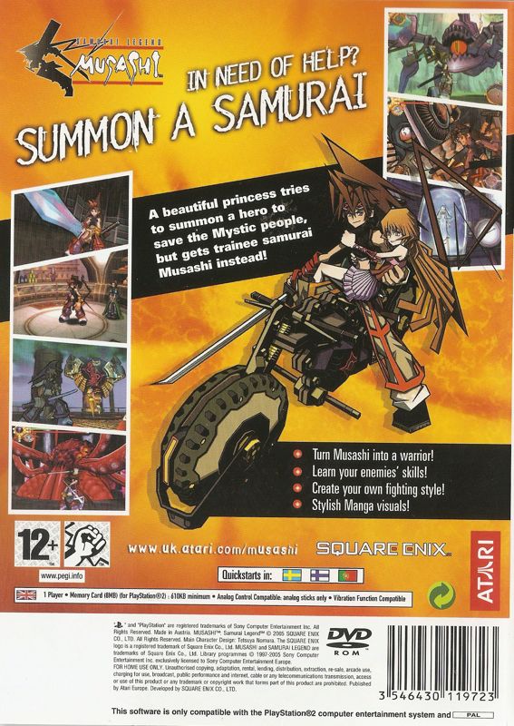 Back Cover for Musashi: Samurai Legend (PlayStation 2)