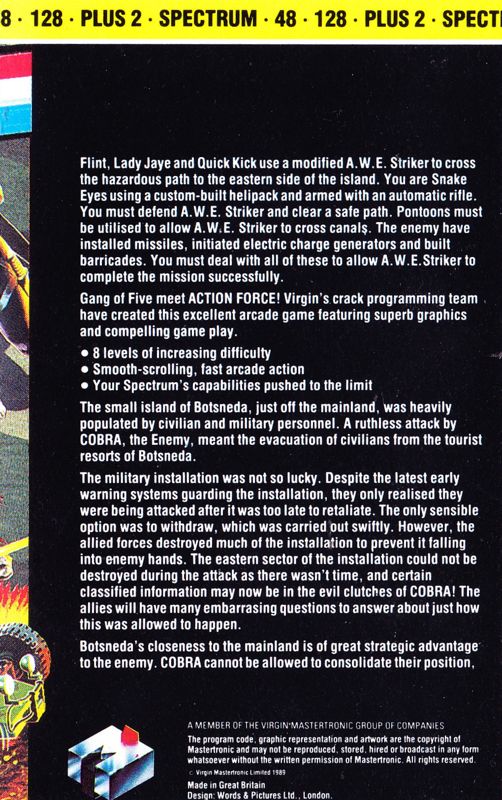 Inside Cover for Action Force (ZX Spectrum) (Budget re-release): Far Left