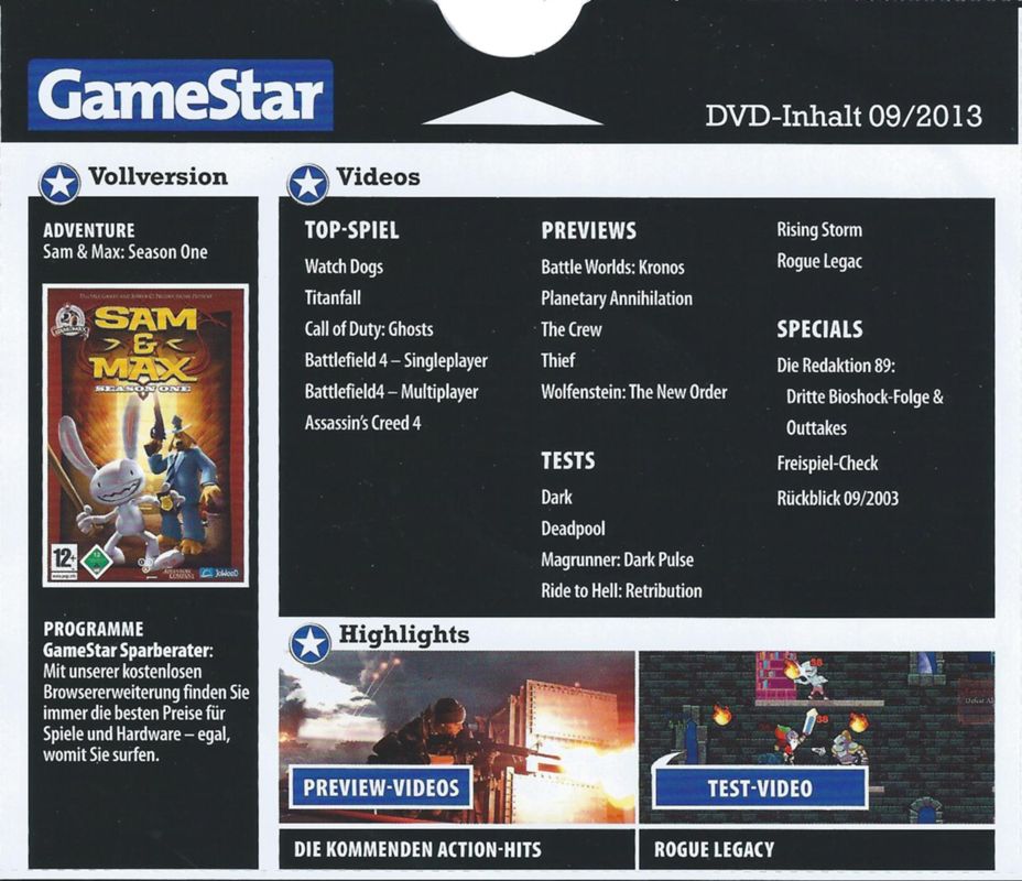 Media for Sam & Max: Season One (Windows) (GameStar 09/2013 covermount)