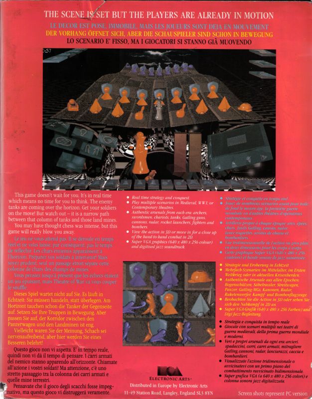 Back Cover for Theatre of War (DOS) (3.5" disk release)