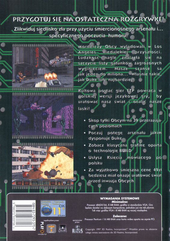 Back Cover for Duke Nukem 3D: Atomic Edition (DOS) (Remake release)