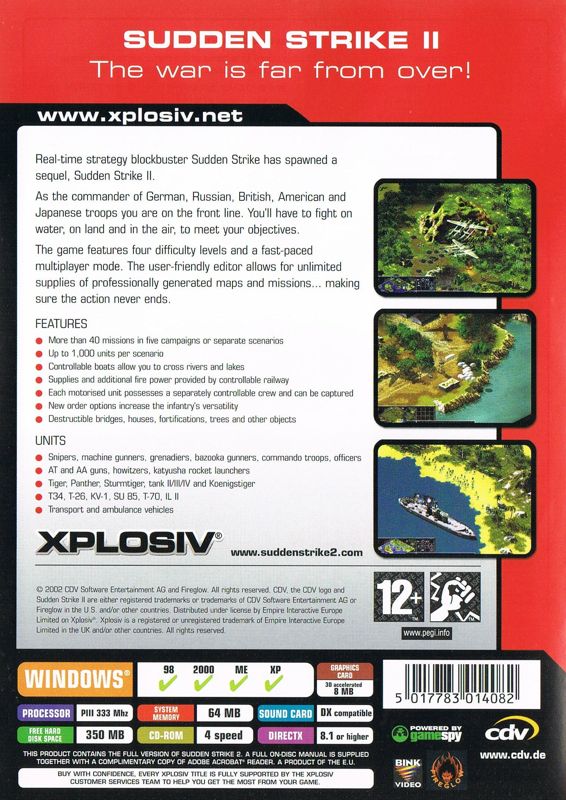 Back Cover for Sudden Strike II (Windows) (Xplosiv release)