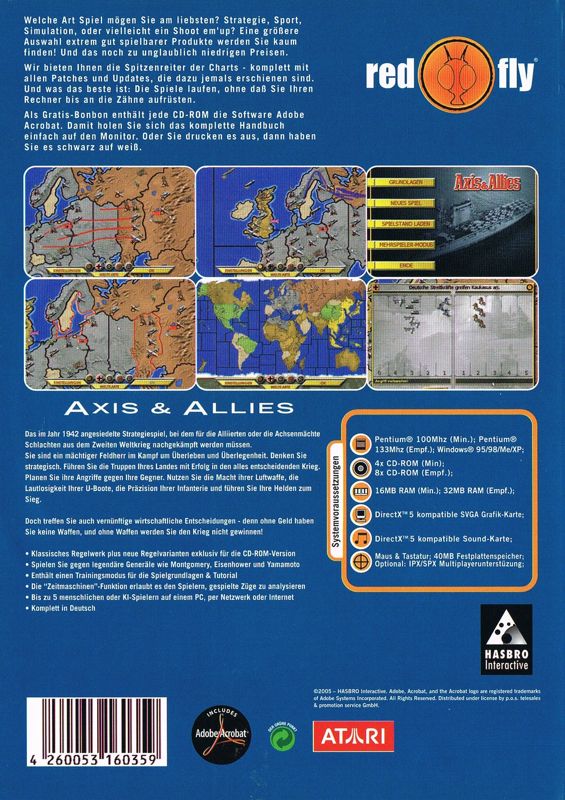 Back Cover for Axis & Allies (Windows) (Red Fly release)