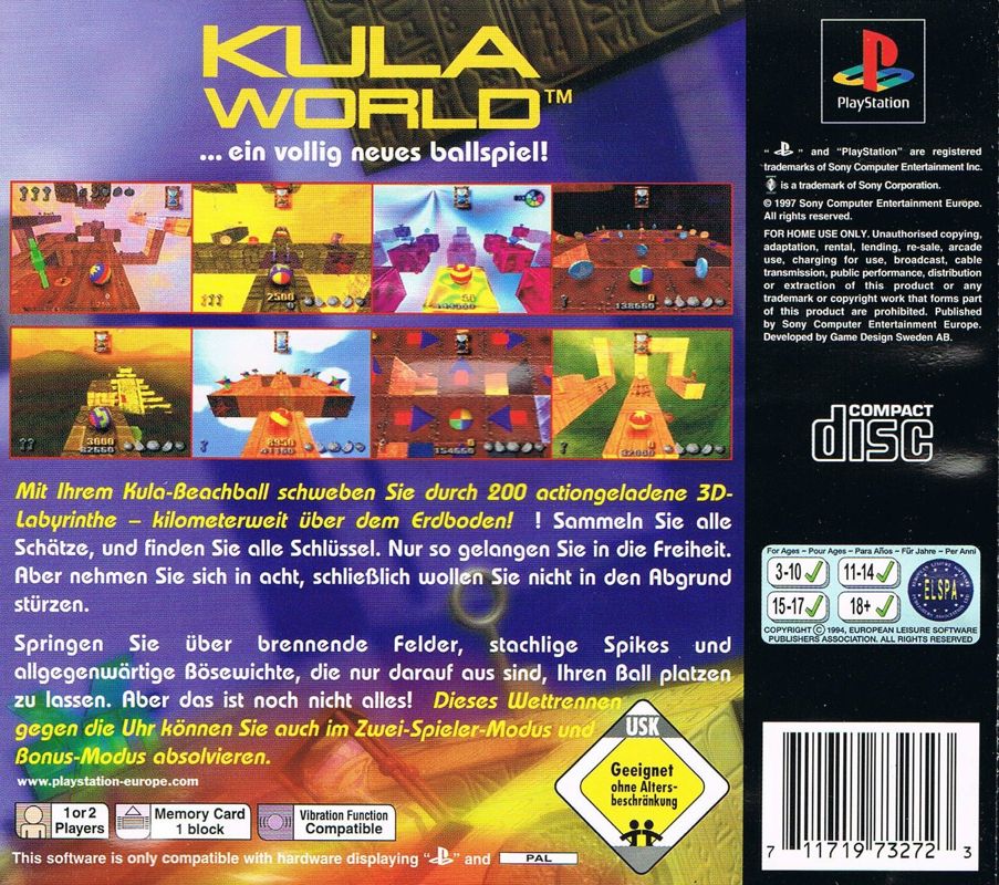 Back Cover for Roll Away (PlayStation)