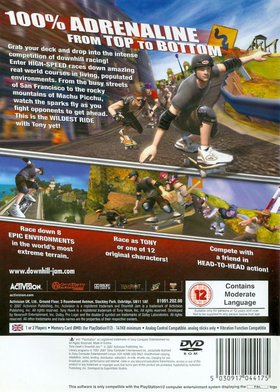 Back Cover for Tony Hawk's Downhill Jam (PlayStation 2)