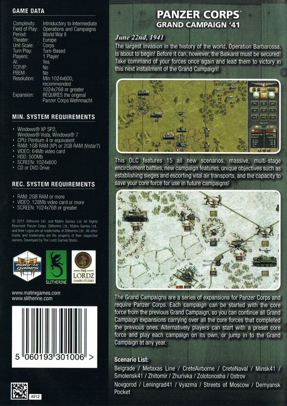 Back Cover for Panzer Corps: Grand Campaign '41 (Windows)