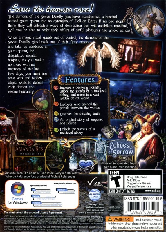Back Cover for Sacra Terra: Angelic Night (Collector's Edition) (Windows)