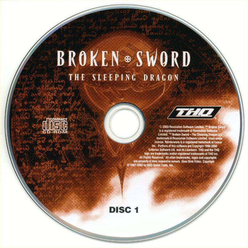 Media for Broken Sword: The Sleeping Dragon (Windows): Disc 1/2