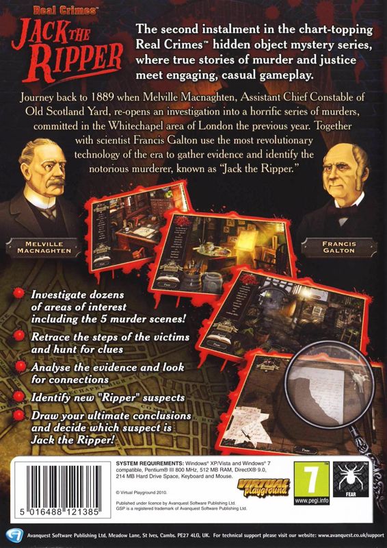 Back Cover for Real Crimes: Jack the Ripper (Windows)