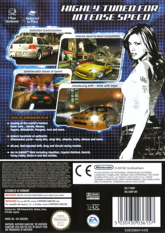 Back Cover for Need for Speed: Underground (GameCube)