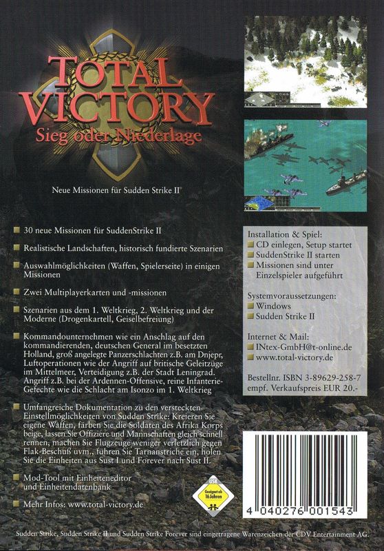 Back Cover for Total Victory: Victory or Defeat (Windows)