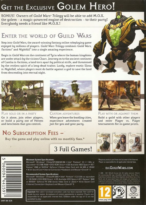 Guild Wars: Trilogy cover or packaging material - MobyGames