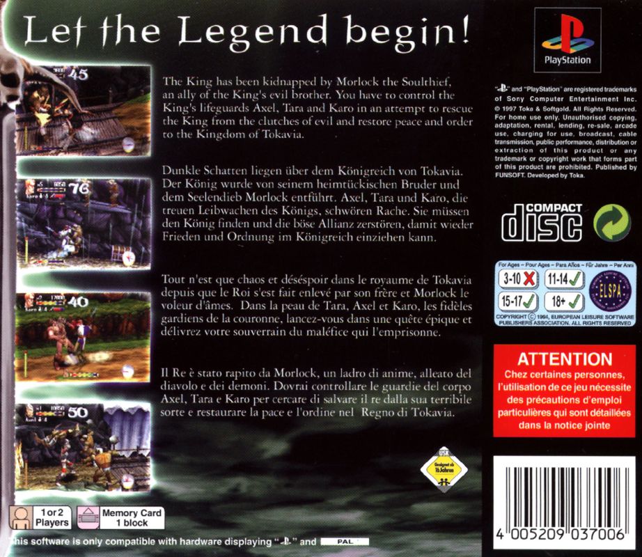 Back Cover for Legend (PlayStation)