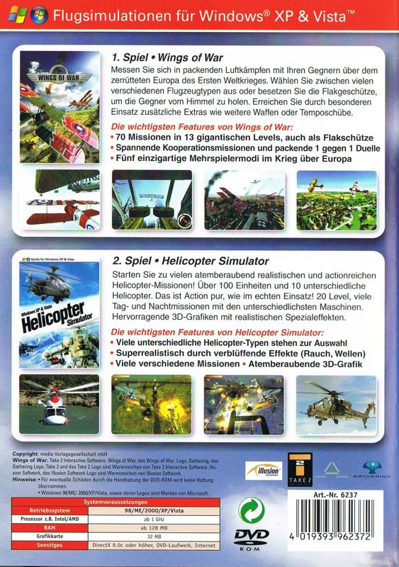 Back Cover for Wings of War (Windows) (Budget release)