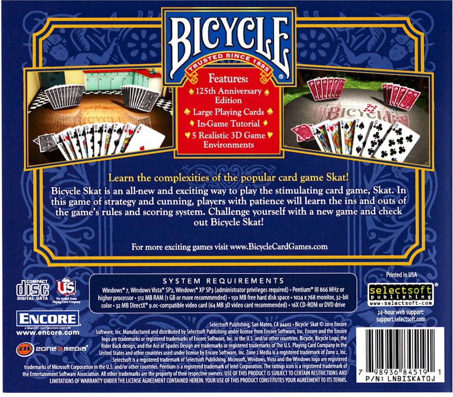 Back Cover for Bicycle Skat (Windows)