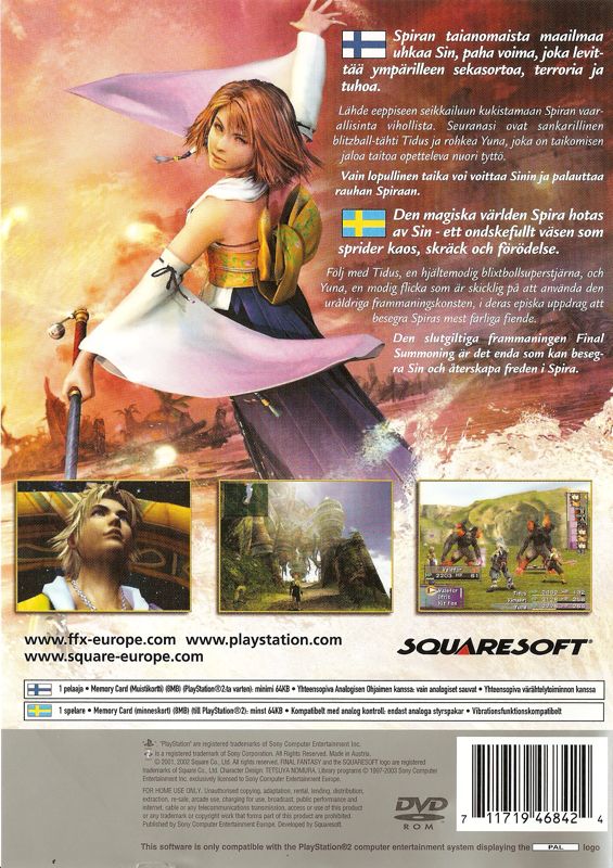 Back Cover for Final Fantasy X (PlayStation 2) (Platinum release)