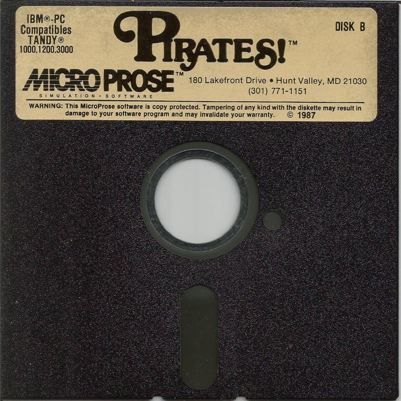 Media for Sid Meier's Pirates! (PC Booter) (Original Release & Review Copy (5.25" Media)): Disk 2 of 2